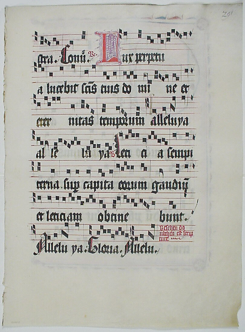 Manuscript Leaf with Initial C, from an Antiphonary, Tempera, ink, and metal leaf on parchment, German