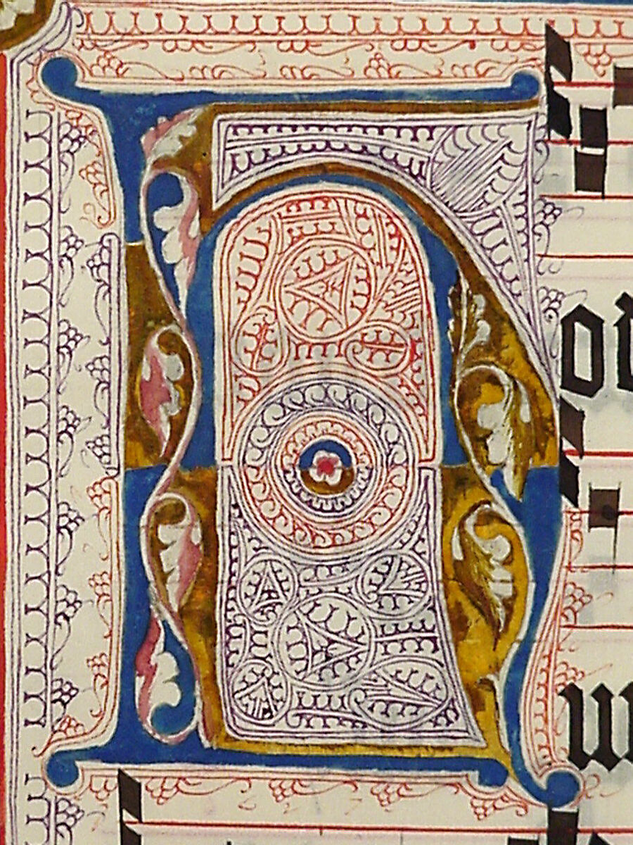 Manuscript Leaf with Initial H, from an Antiphonary, Tempera, ink, and metal leaf on parchment, German