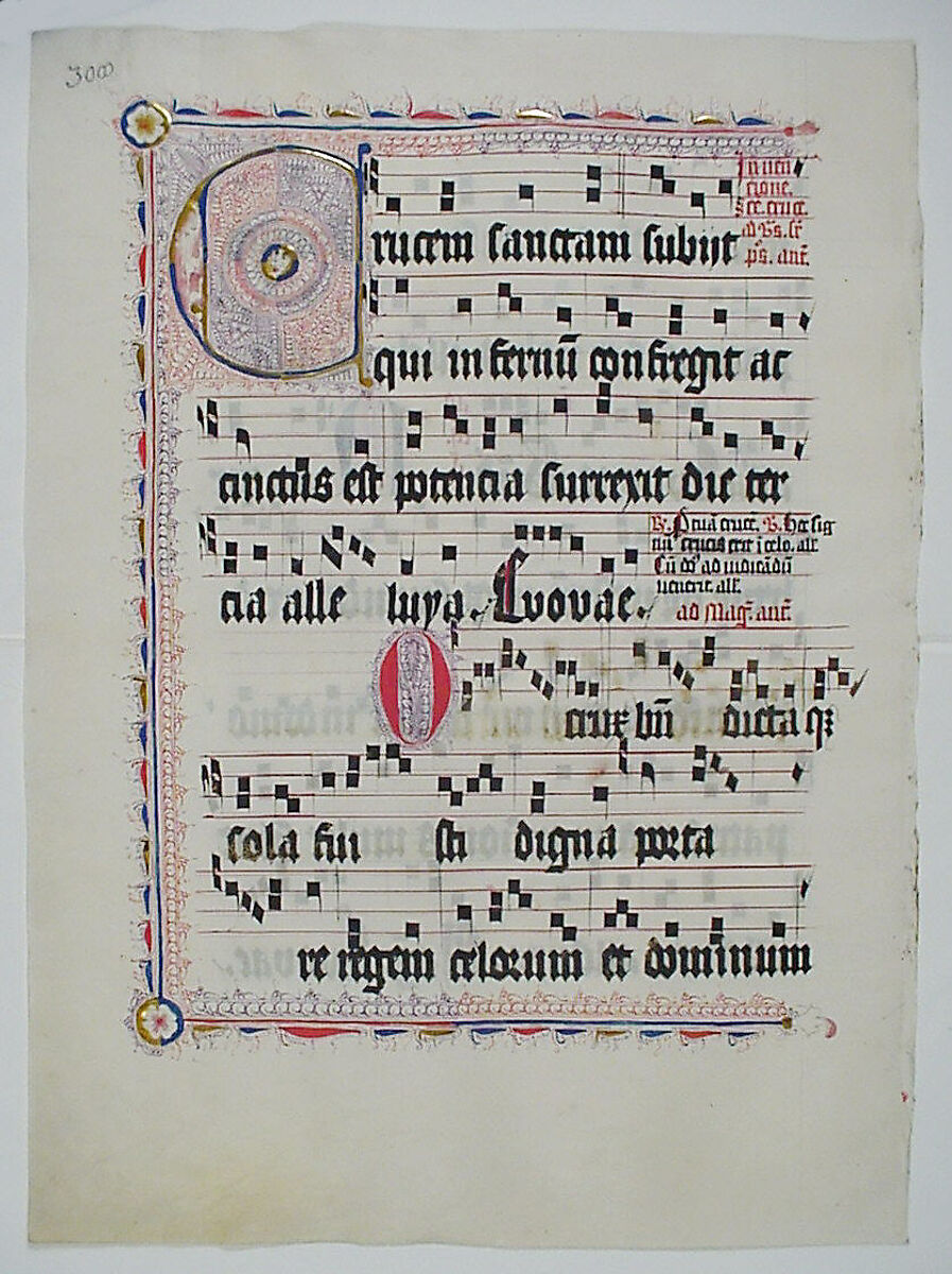 Manuscript Leaf with Initial C, from an Antiphonary, Tempera, ink, and metal leaf on parchment, German 