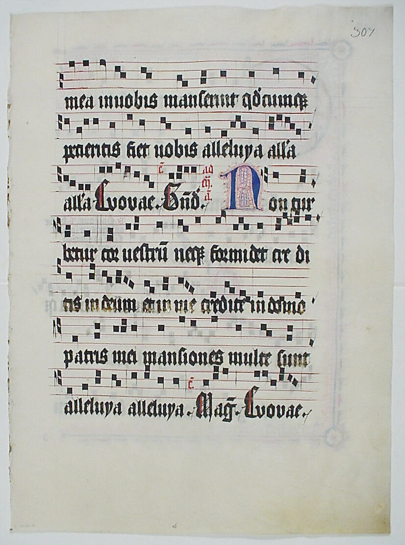 Manuscript Leaf with Initial C, from an Antiphonary, Tempera, ink, and metal leaf on parchment, German