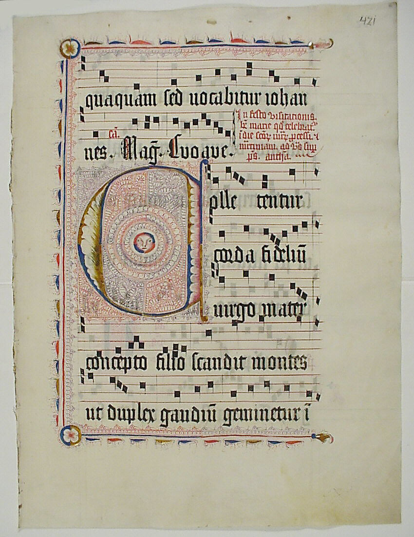 Manuscript Leaf with Initial C, from an Antiphonary, Tempera, ink, and metal leaf on parchment, German 