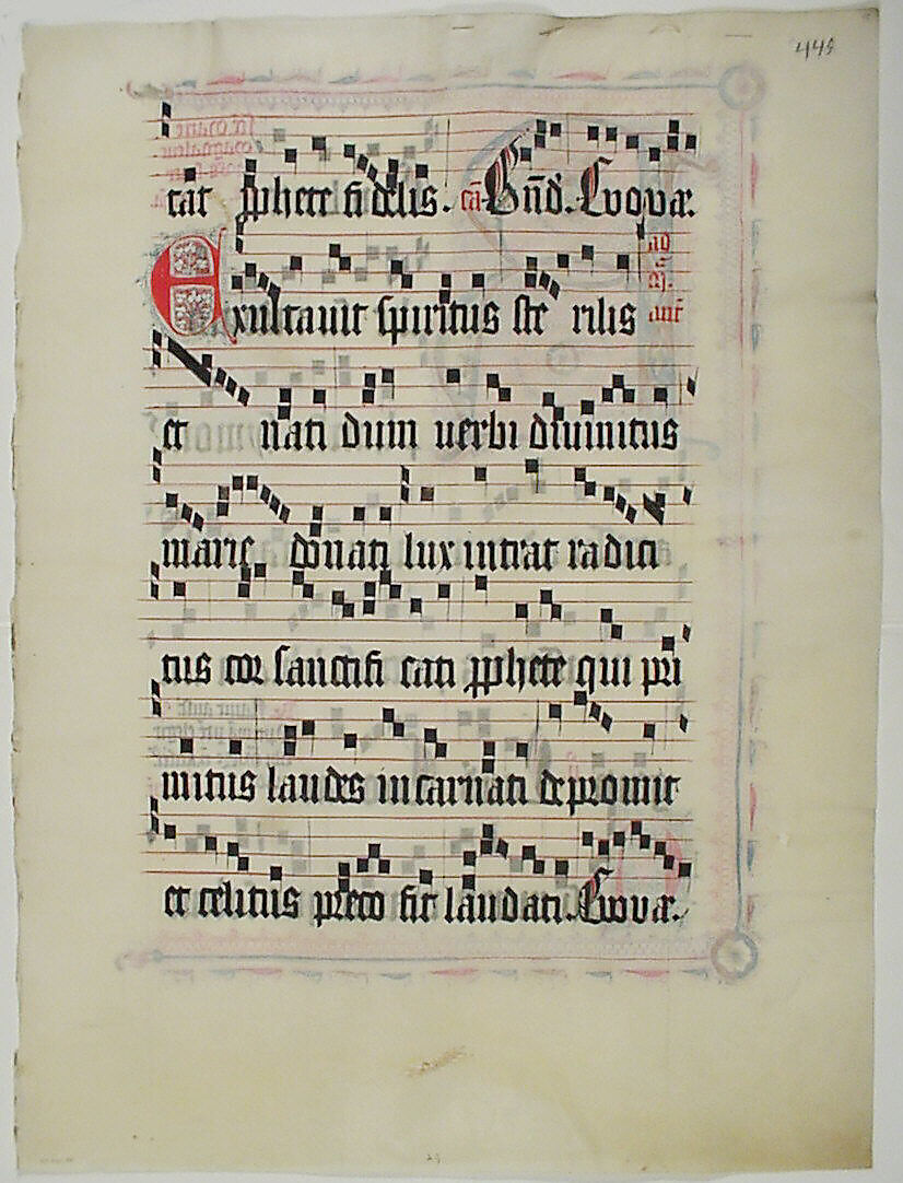 Manuscript Leaf with Initial R, from an Antiphonary, Tempera, ink, and metal leaf on parchment, German