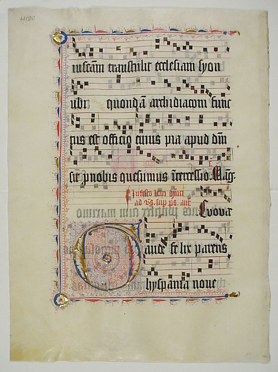 Manuscript Leaf with Initial G, from an Antiphonary, Tempera, ink, and metal leaf on parchment, German 