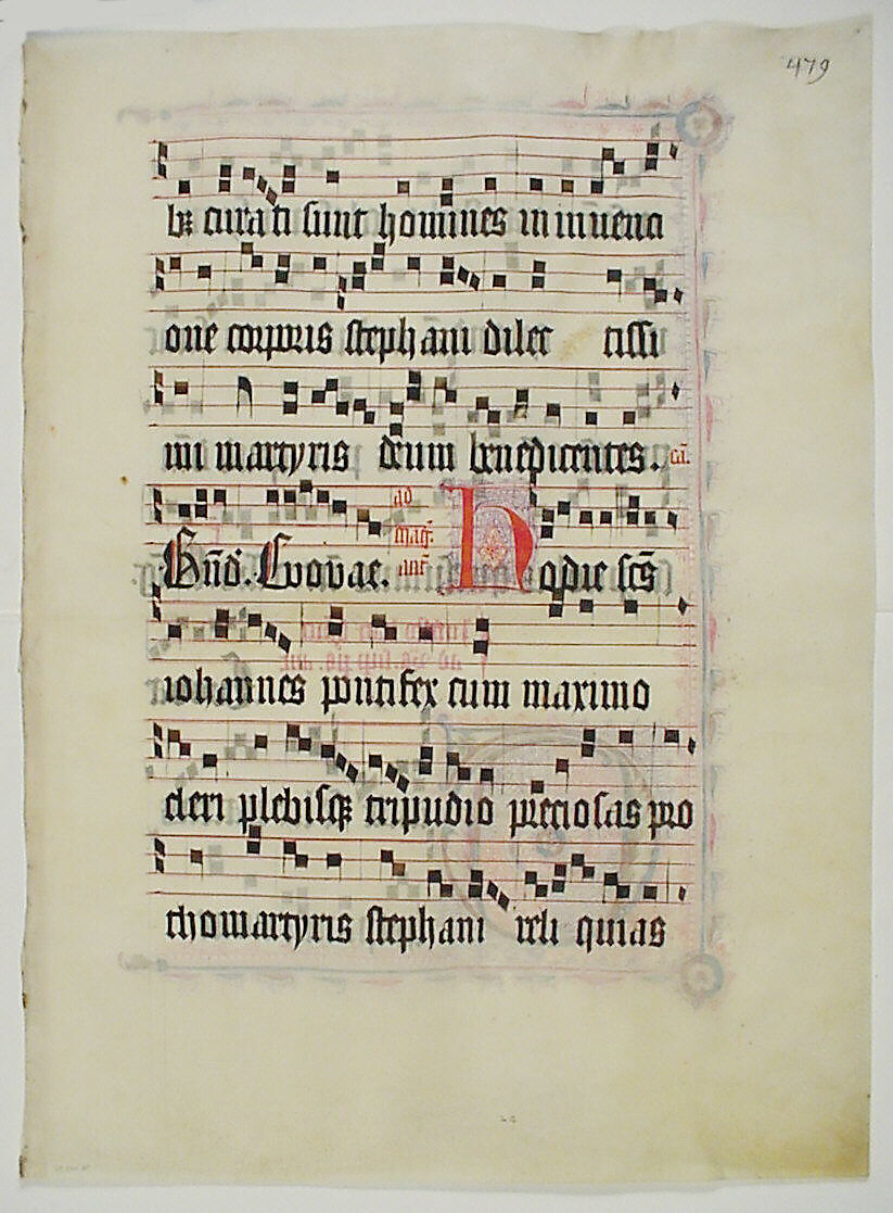 Manuscript Leaf with Initial G, from an Antiphonary, Tempera, ink, and metal leaf on parchment, German