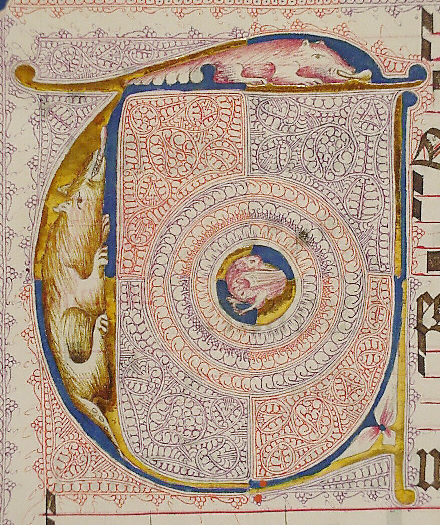 Manuscript Leaf with Initial T, from an Antiphonary, Tempera, ink, and metal leaf on parchment, German