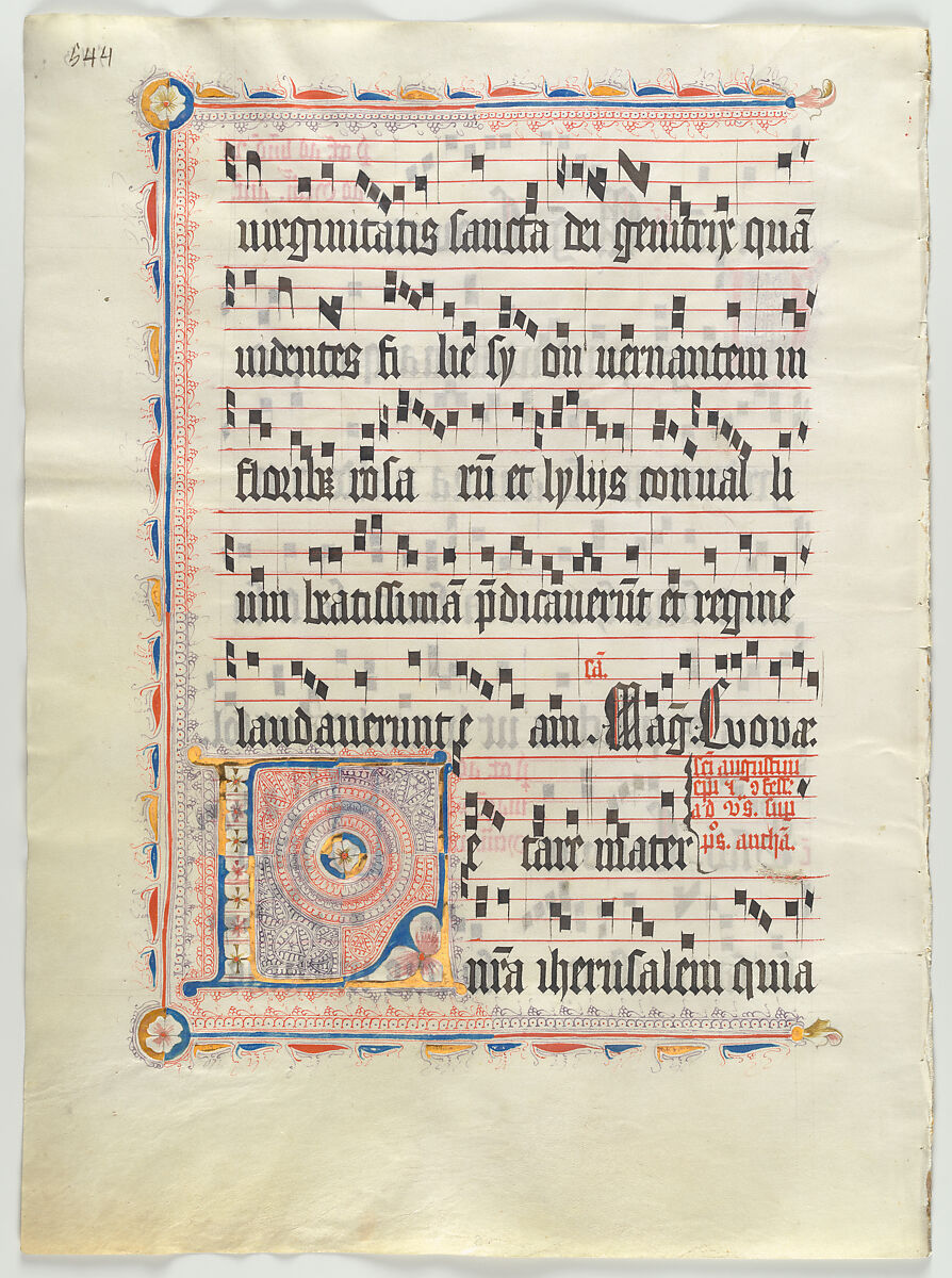 Manuscript Leaf with Initial L, from an Antiphonary, Tempera, ink, and metal leaf on parchment, German 