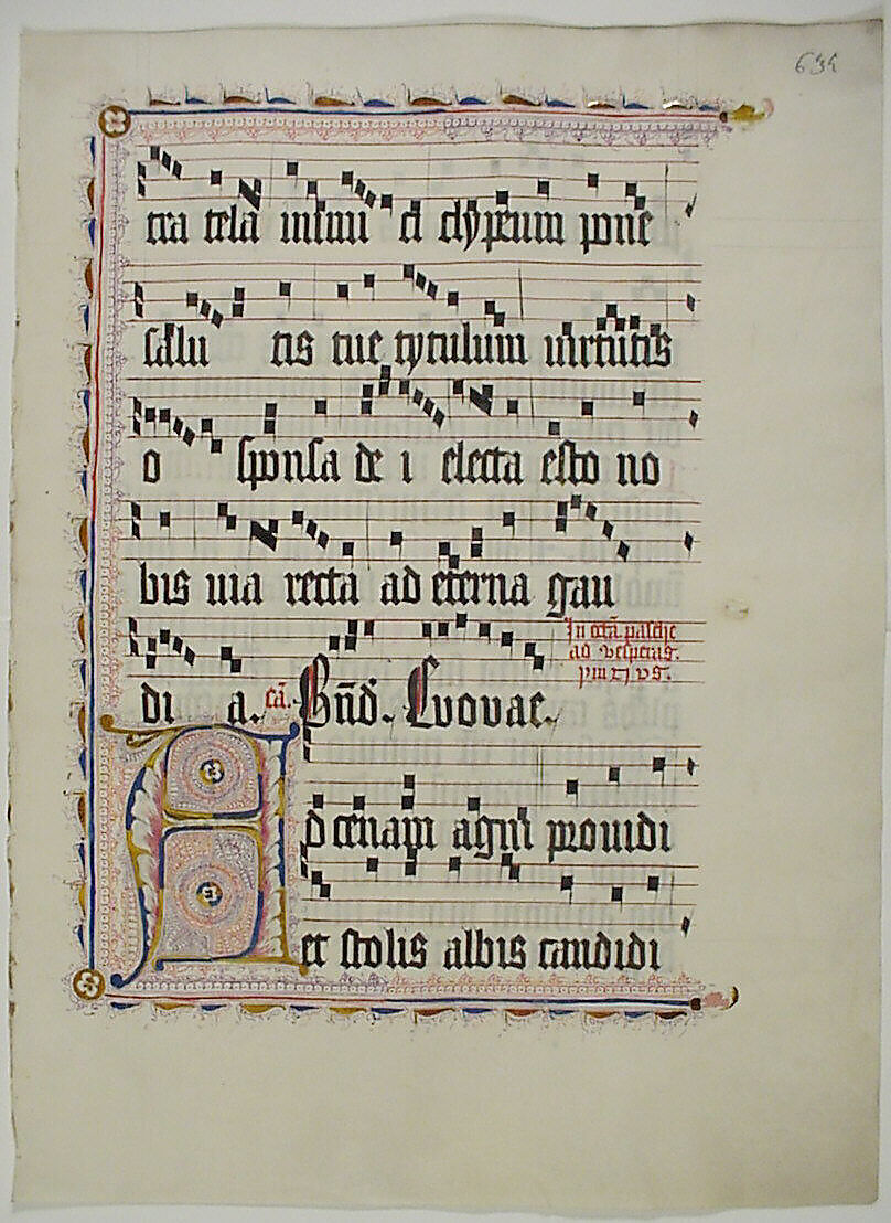 Manuscript Leaf with Initial A, from an Antiphonary, Tempera, ink, and metal leaf on parchment, German 