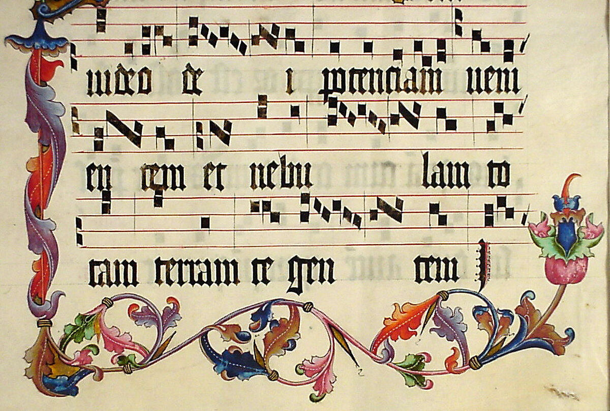 Manuscript Leaf with Initial A, from an Antiphonary, Tempera, ink, and metal leaf on parchment, German
