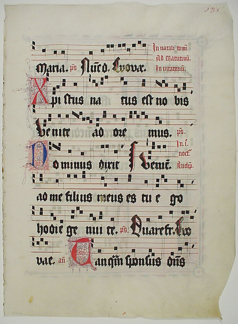 Manuscript Leaf with Initial H, from an Antiphonary, Tempera, ink, and metal leaf on parchment, German
