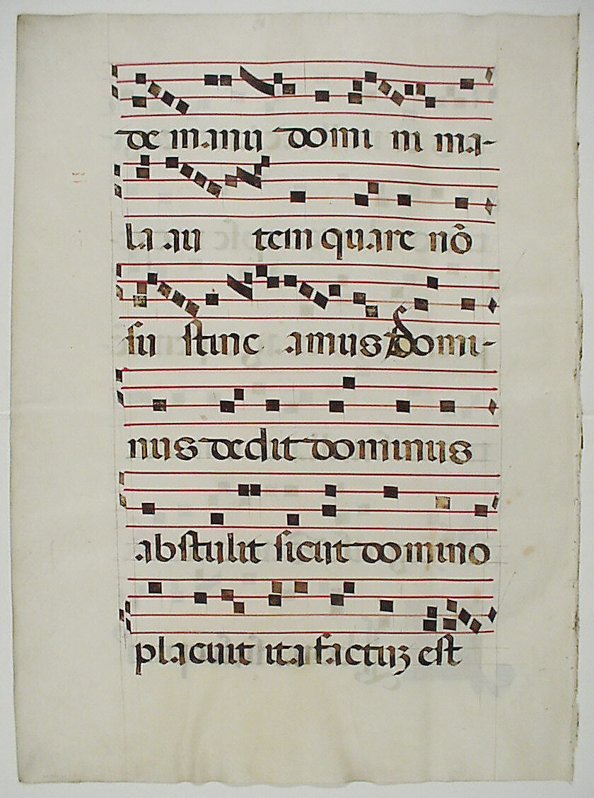 Manuscript Leaf with Initial S, from a Choir Book, Tempera, ink, and metal leaf on parchment, Italian