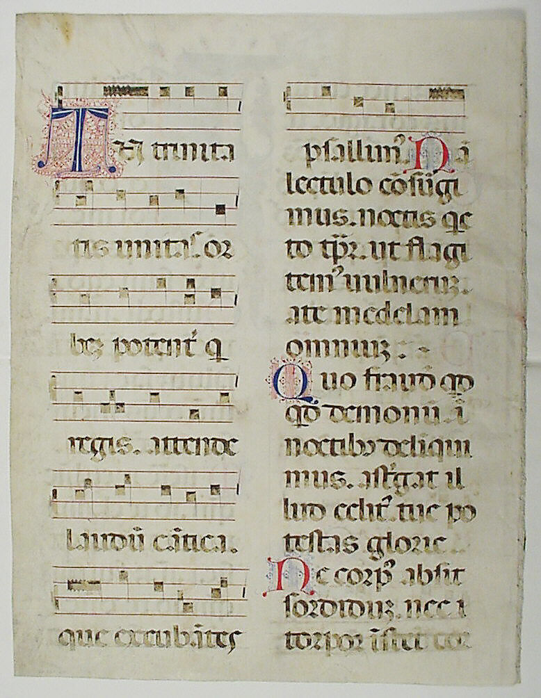 Manuscript Leaf with King David in an Initial I, from a Psalter, Tempera, gold, and ink on parchment, North Italian