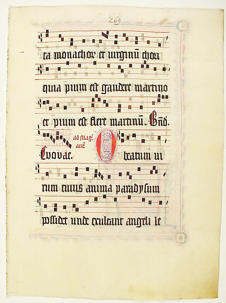 Manuscript Leaf with Initial L, from an Antiphonary, Tempera, ink, and metal leaf on parchment, German
