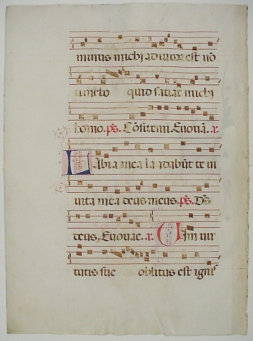 Manuscript Leaf with Initial A, from an Antiphonary, Tempera, ink, and metal leaf on parchment, Italian