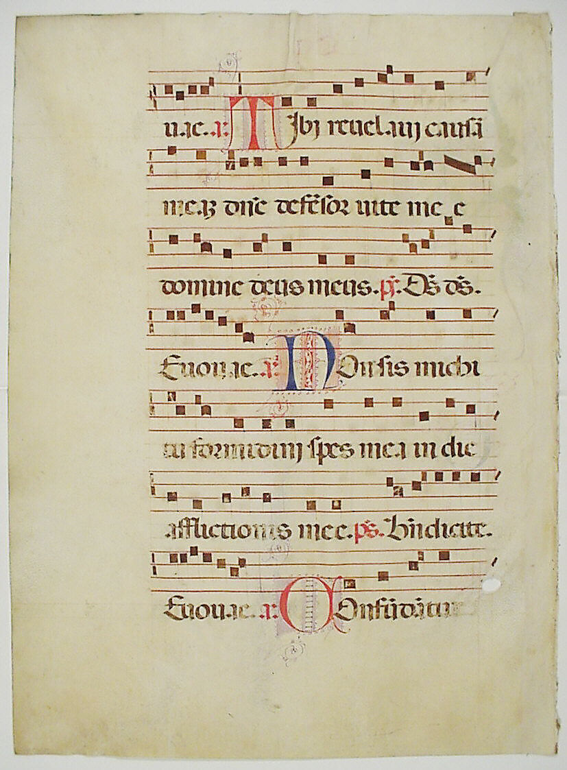 Manuscript Leaf with Initial D, from an Antiphonary, Tempera, ink, and metal leaf on parchment, Italian