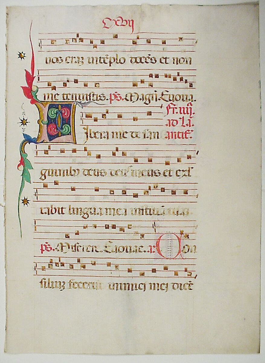 Manuscript Leaf with Initial L, from an Antiphonary, Tempera, ink, and metal leaf on parchment, Italian 