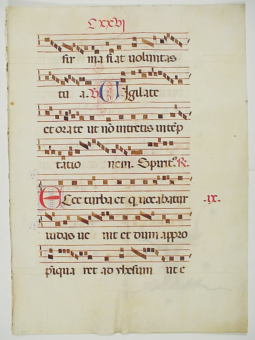 Manuscript Leaf with Initial I, from an Antiphonary, Tempera, ink, and metal leaf on parchment, Italian