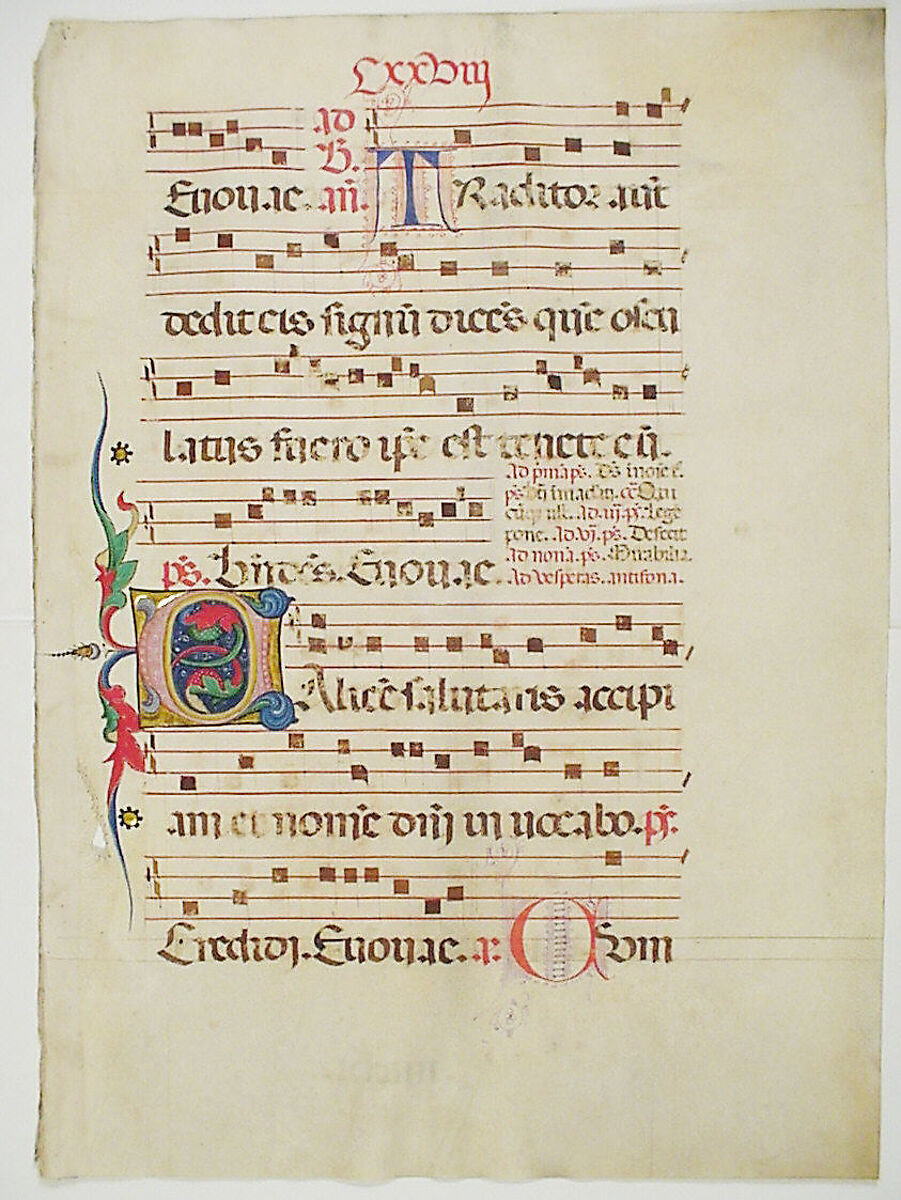 Manuscript Leaf with Initial C, from an Antiphonary, Tempera, ink, and metal leaf on parchment, Italian 