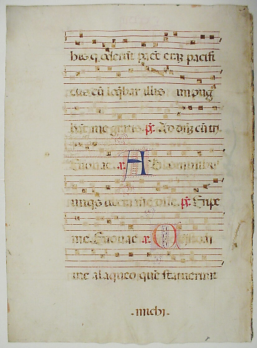 Manuscript Leaf with Initial C, from an Antiphonary, Tempera, ink, and metal leaf on parchment, Italian