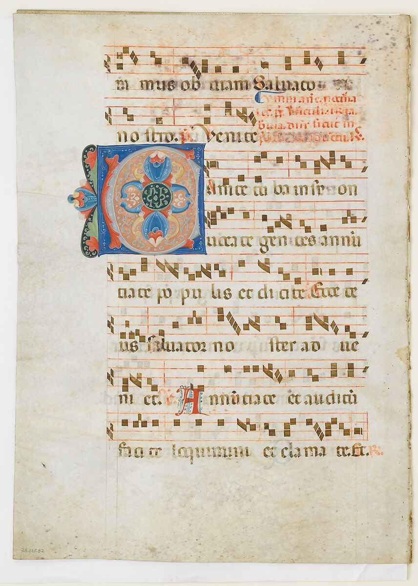 Bifolium with Initial C, from an Antiphonary, Tempera and ink on parchment, Italian 