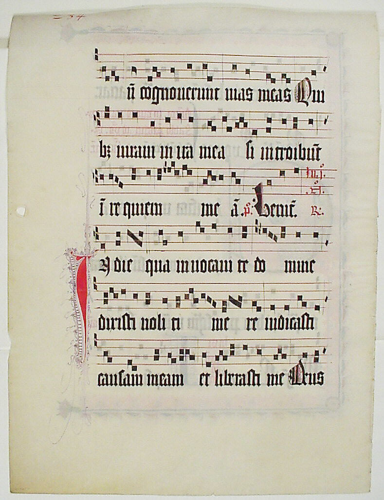Manuscript Leaf with Initial C, from an Antiphonary, Tempera, ink, and metal leaf on parchment, German