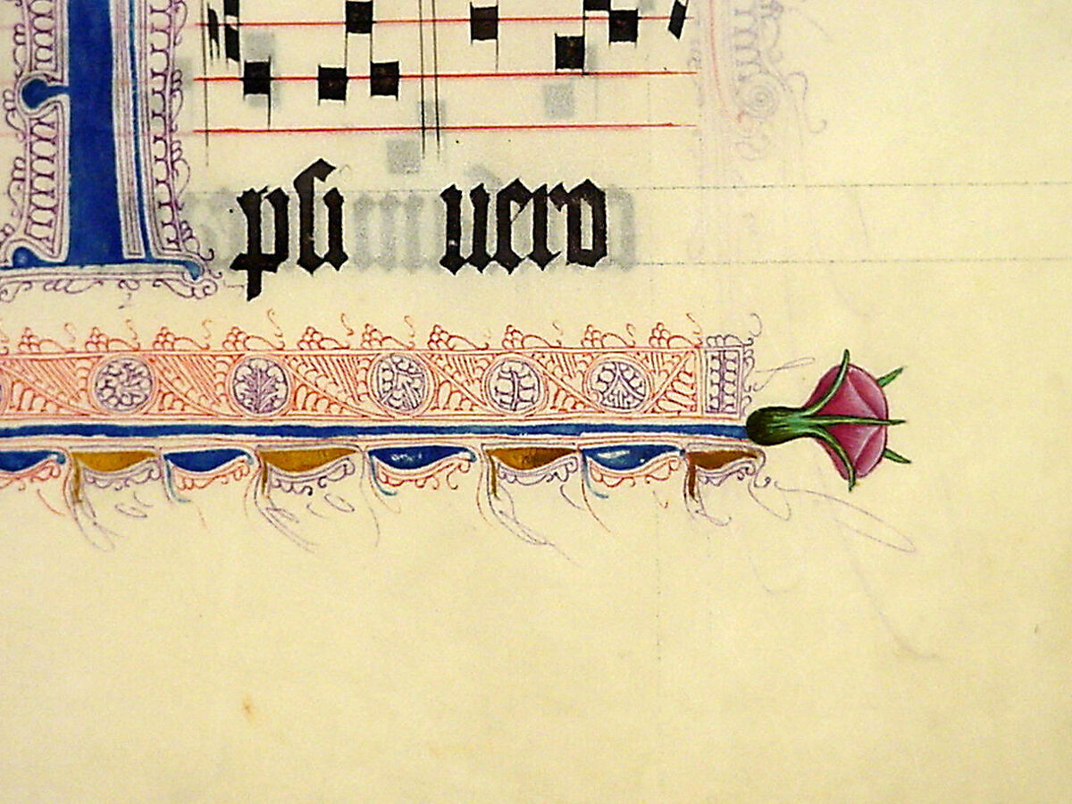 Manuscript Leaf with Initial C, from an Antiphonary, Tempera, ink, and metal leaf on parchment, German