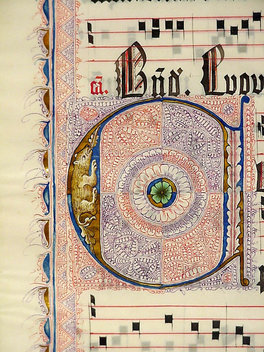 Manuscript Leaf with Initial C, from an Antiphonary, Tempera, ink, and metal leaf on parchment, German