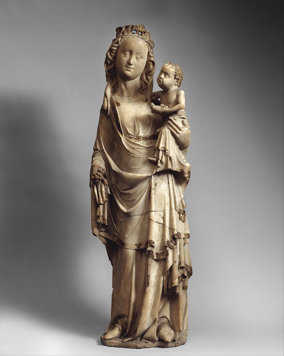 Virgin and Child, Marble with gilding, French 