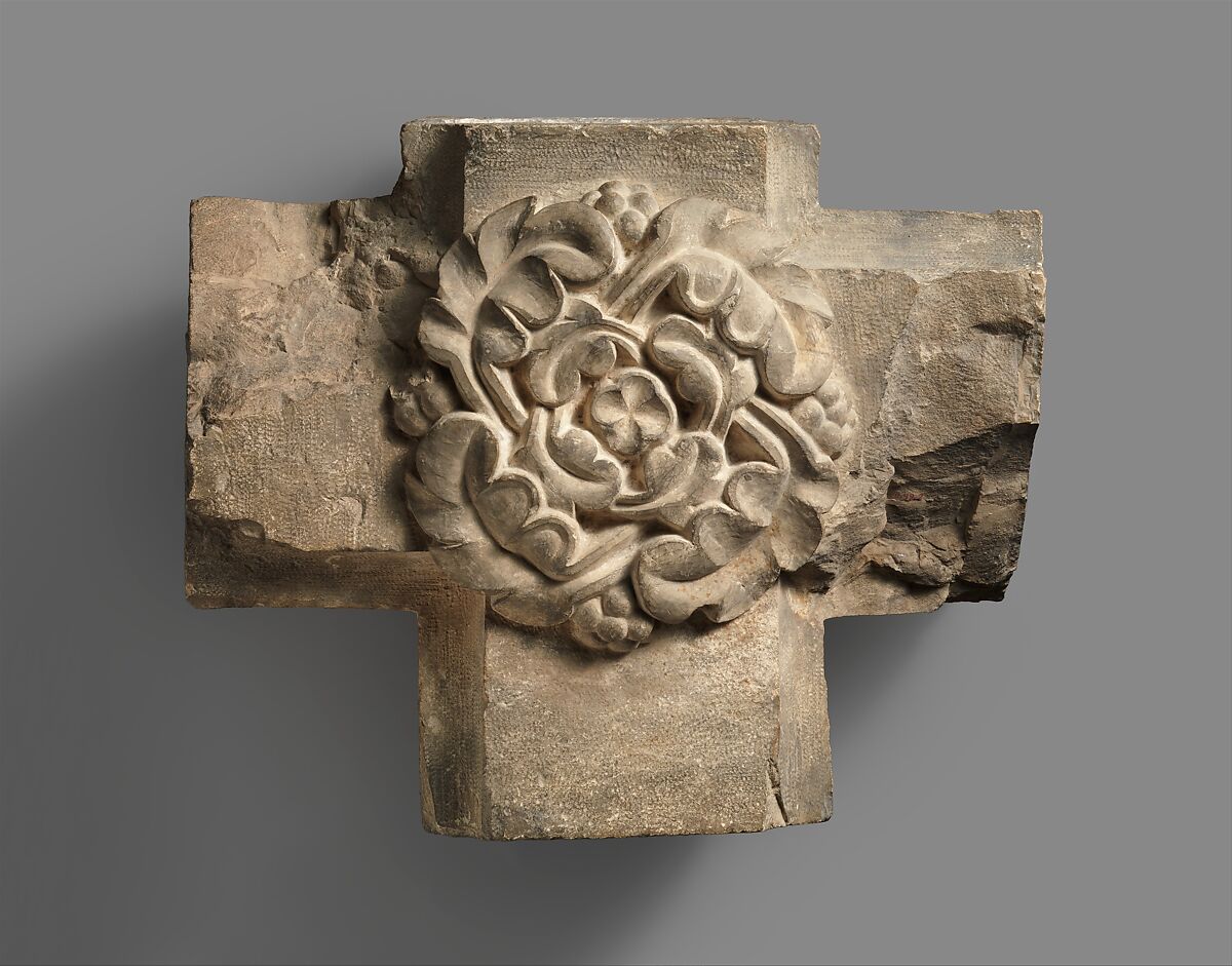 Limestone Keystone from a Vaulted Ceiling, Limestone, German 
