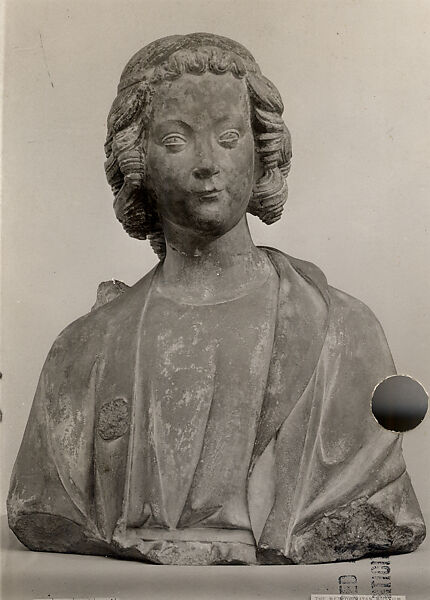 Bust of an Angel, Limestone, with traces of paint, French 