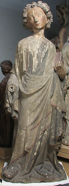 Angel or Saint John The Evangelist, Stone, with traces of gilt and tempera, French 