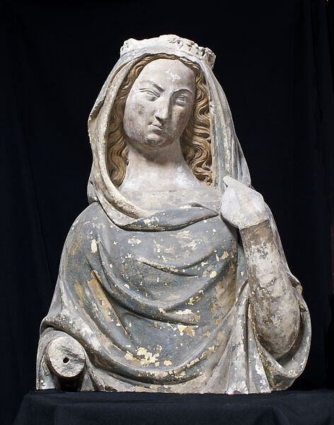 Bust of a Women, Stone, with paint and gilt, German 