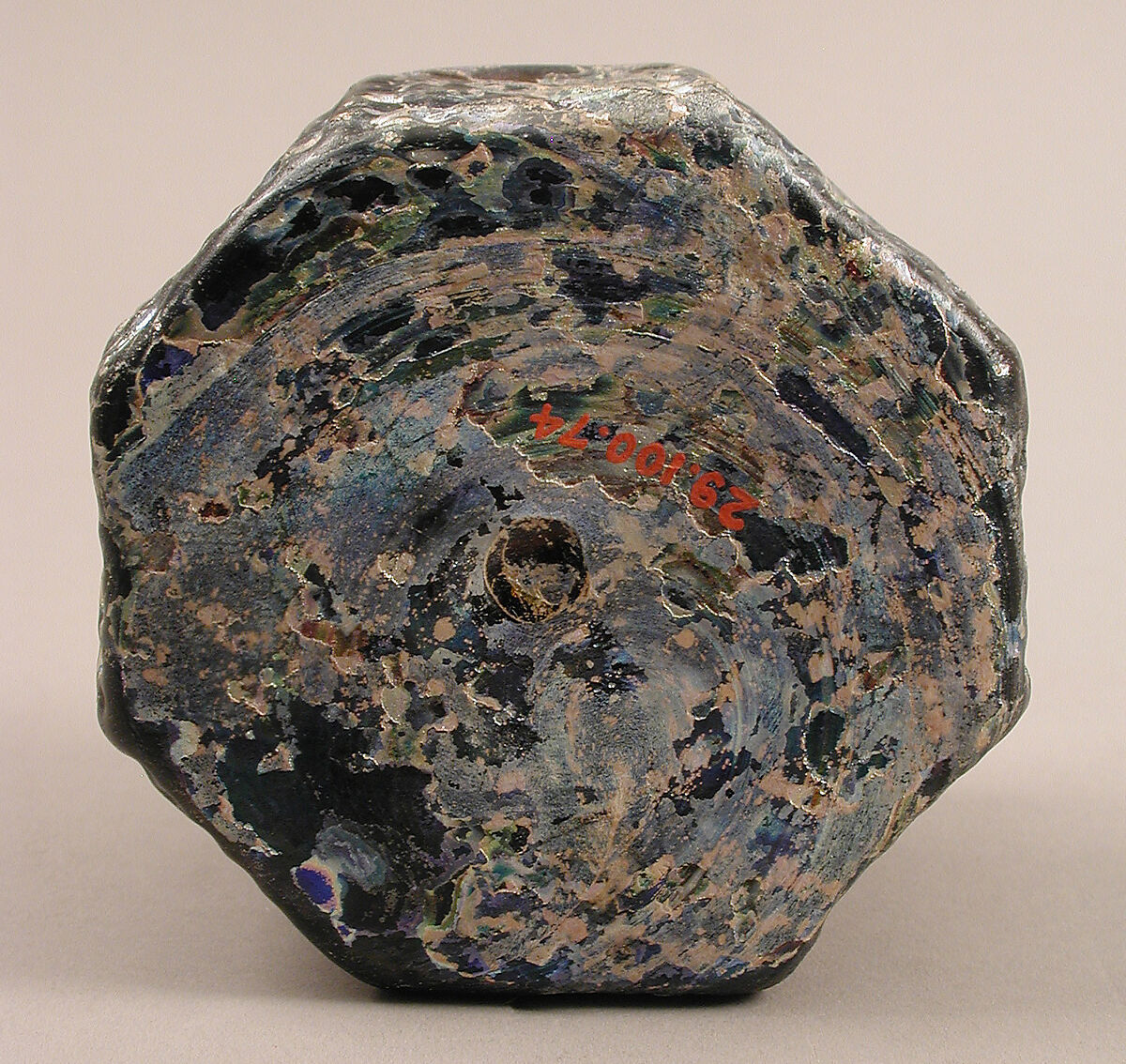 Octagonal Bottle, Moulded glass, Byzantine