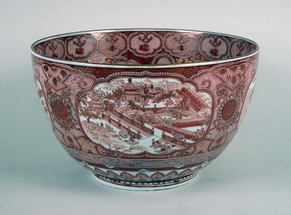 Bowl, Porcelain with decoration in iron-red and gold (Hizen ware, Kutani type), Japan 