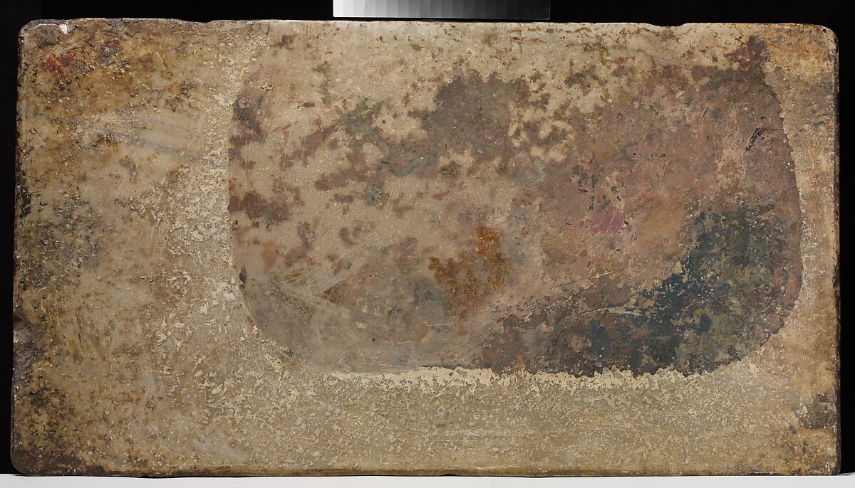 Relief Panel with Two Griffins Drinking from a Cup, Marble, polychromy, South Italian