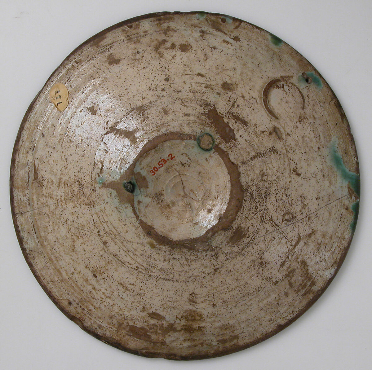 Plate, Tin-glazed earthenware (cuerda seca technique), Spanish