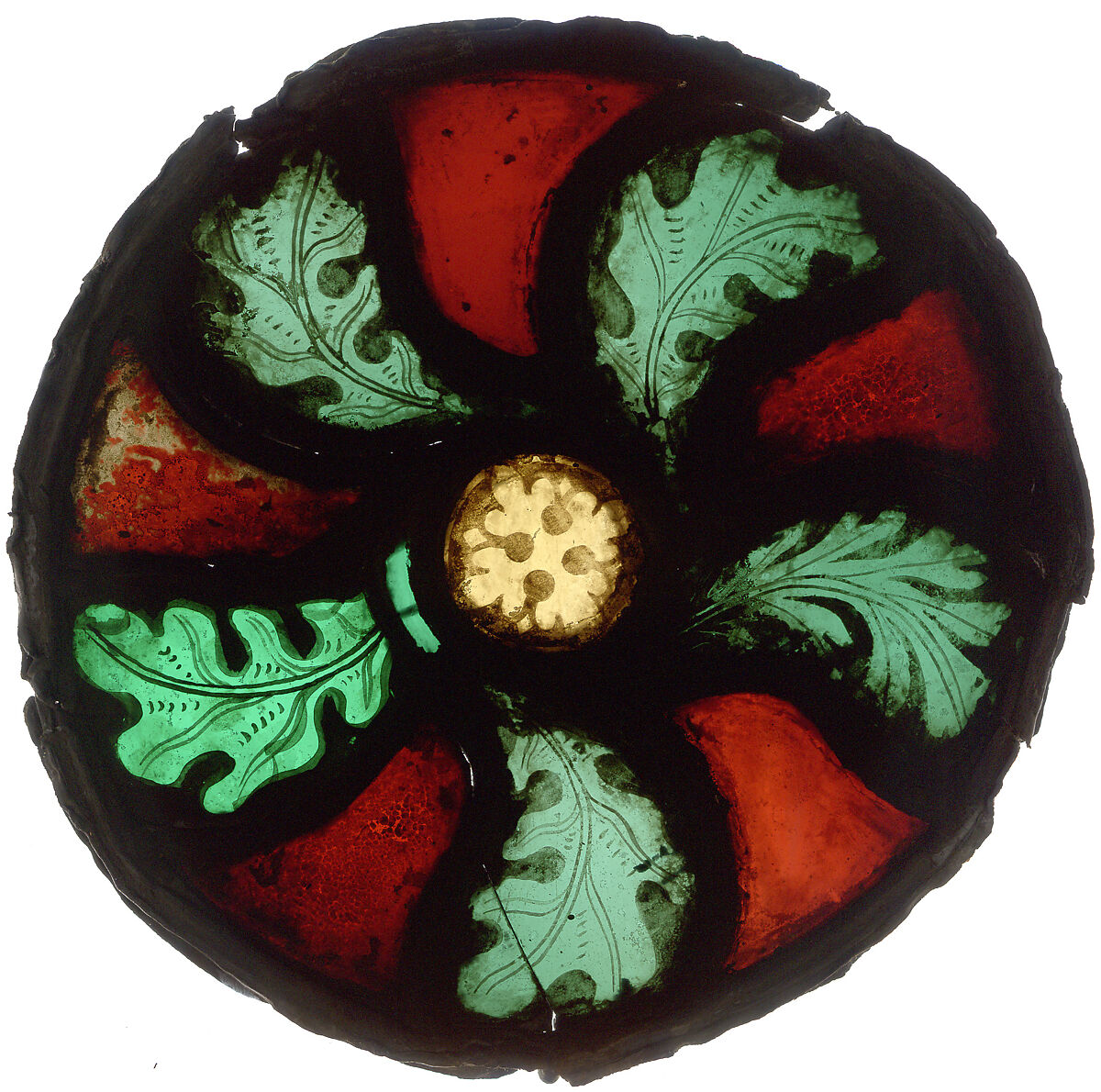 Fragment, Colored and colorless glass, silver stain, and vitreous paint, French