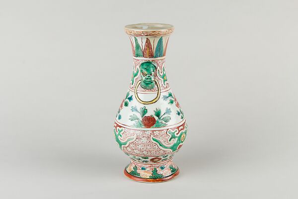 Vase, Porcelain painted with colored enamels over transparent glaze, China