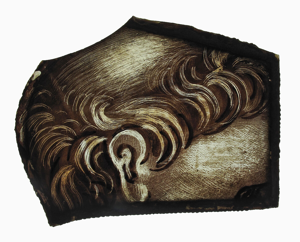 Glass Fragment, Colorless glass, paint, European 
