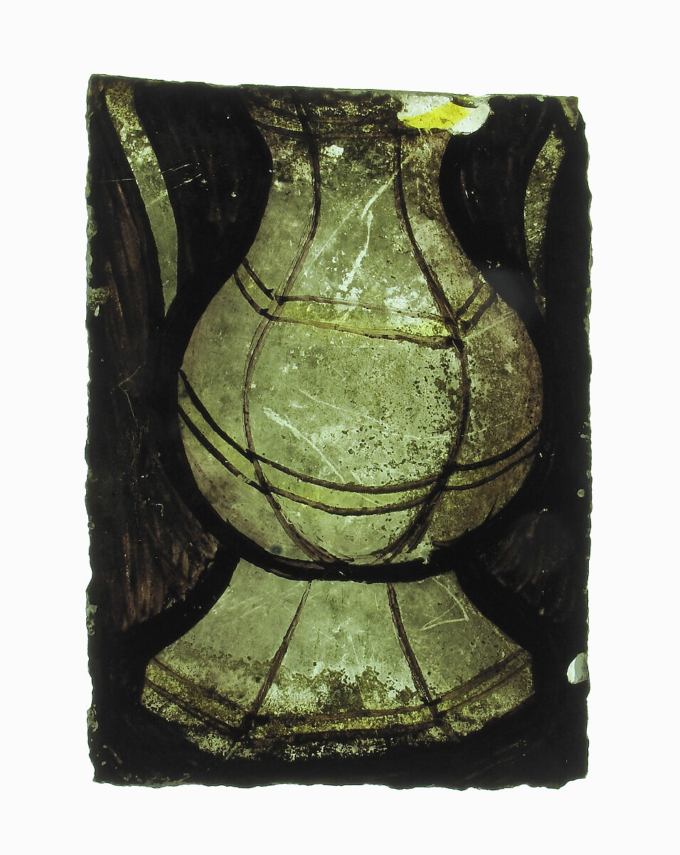Fragment, Pot-metal glass and vitreous paint, European 