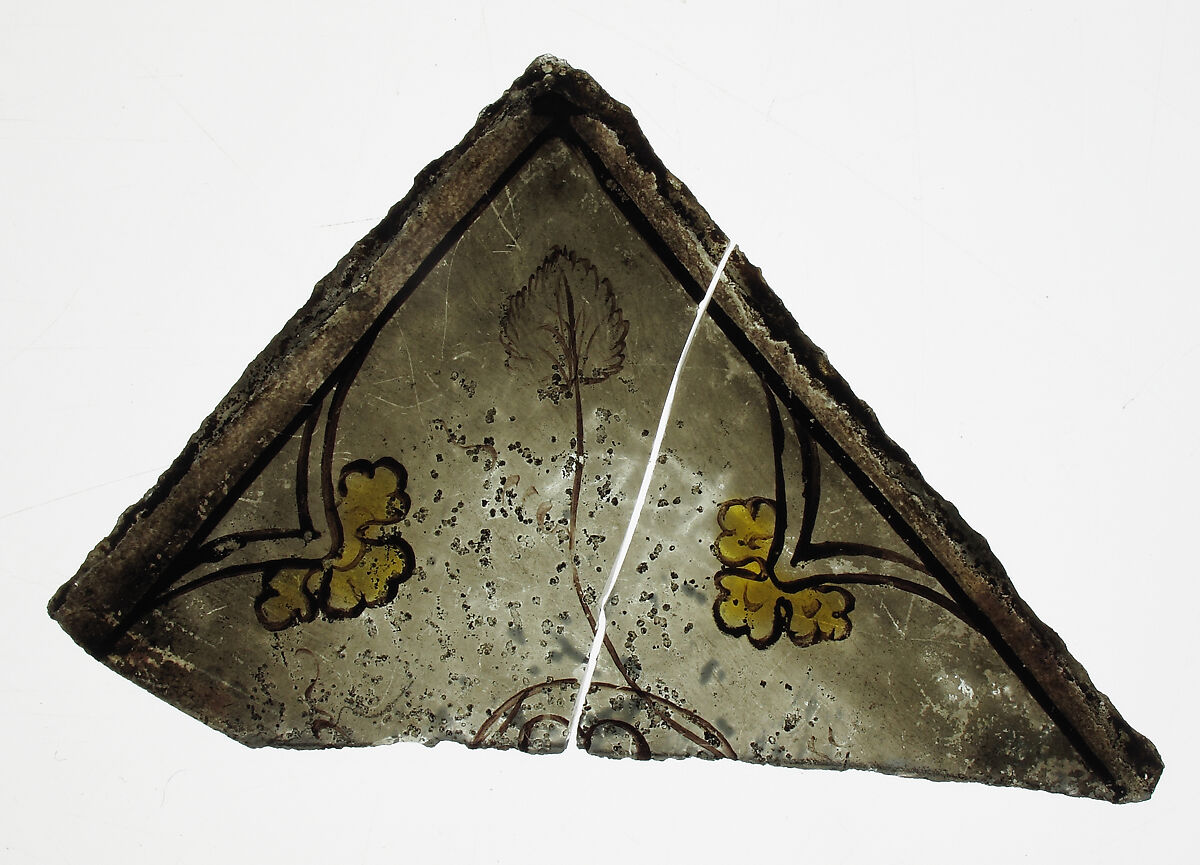 Fragment, Pot-metal glass and vitreous paint, European 