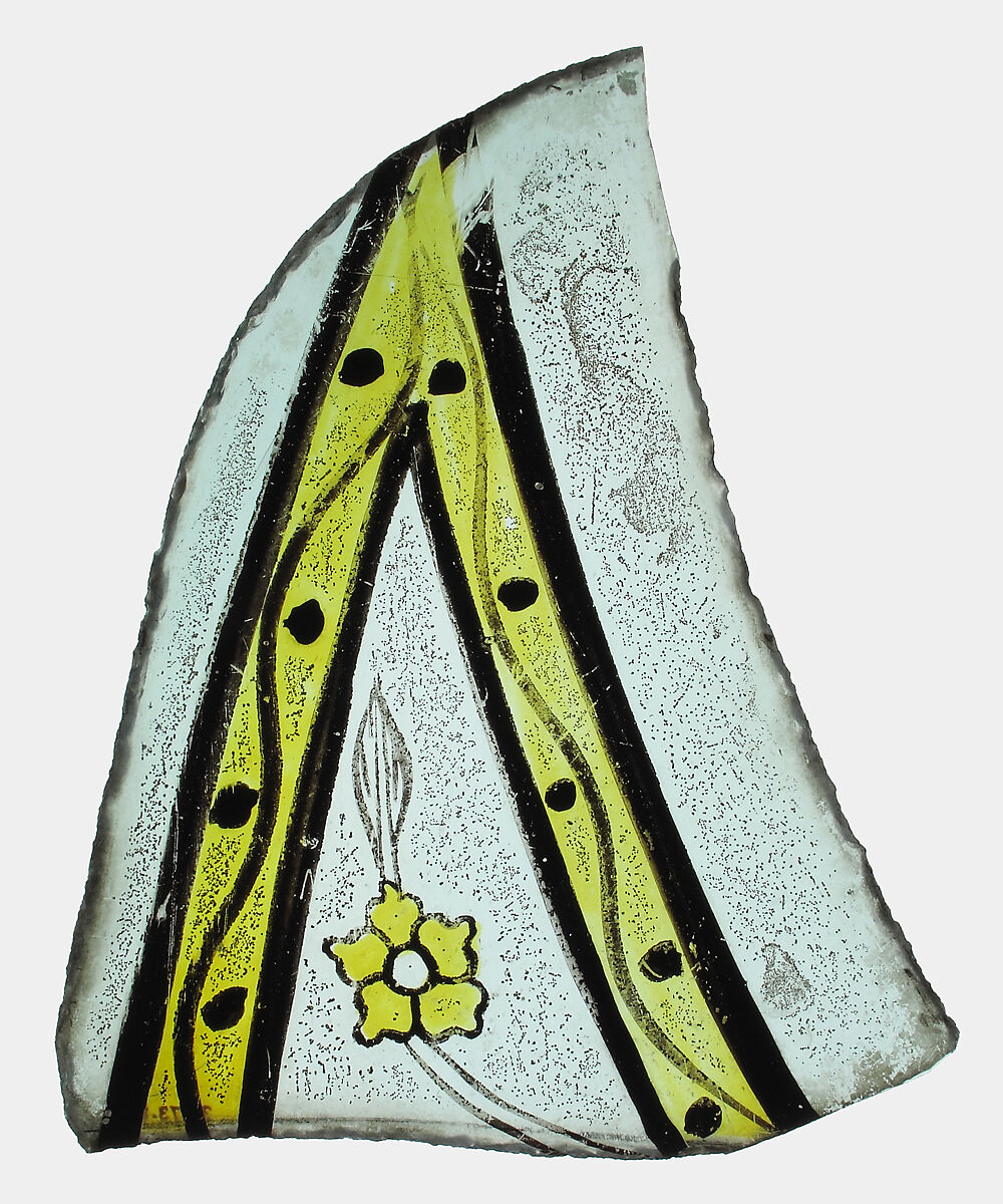 Fragment, Pot-metal glass and vitreous paint, French or British 