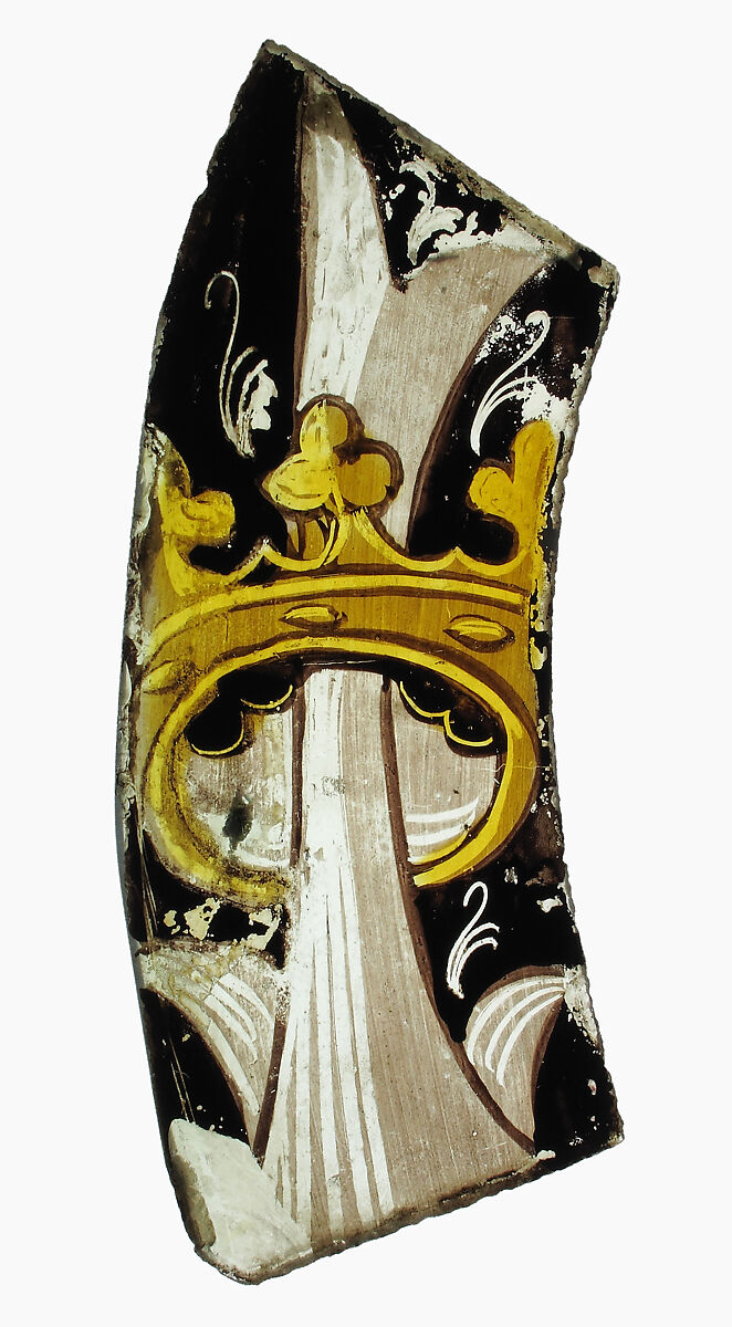 Fragment, Pot-metal glass and vitreous paint, British (?) 