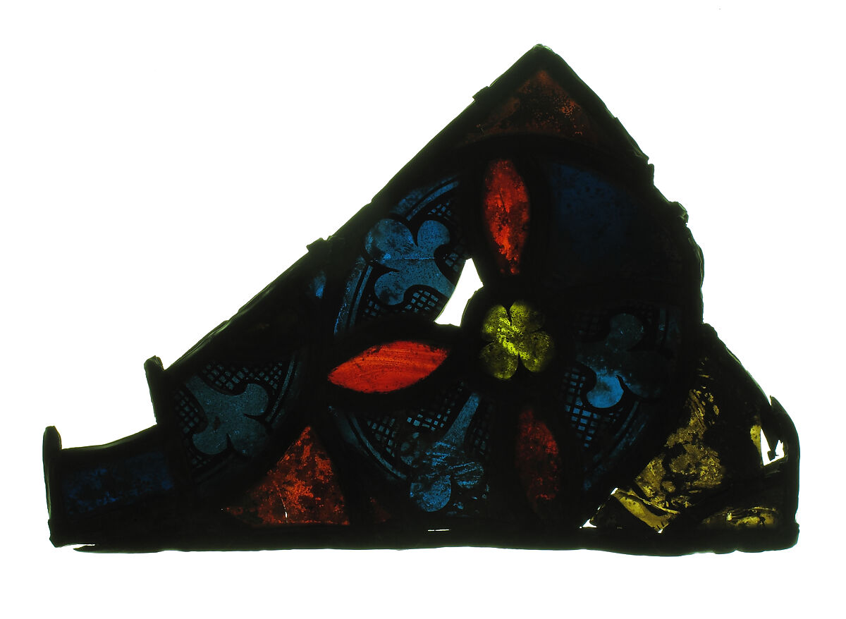Glass Fragment, Colored glass, silver stain, and vitreous paint, European 