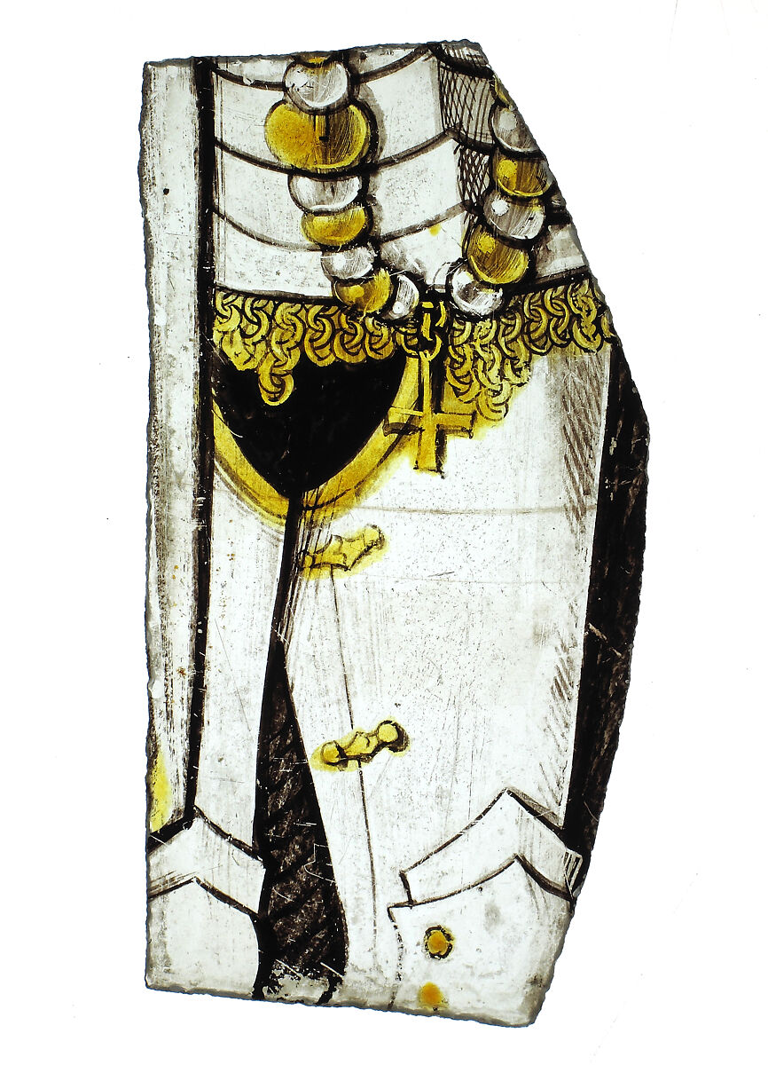 Glass Fragment, Colorless glass, silver stain, South Netherlandish 