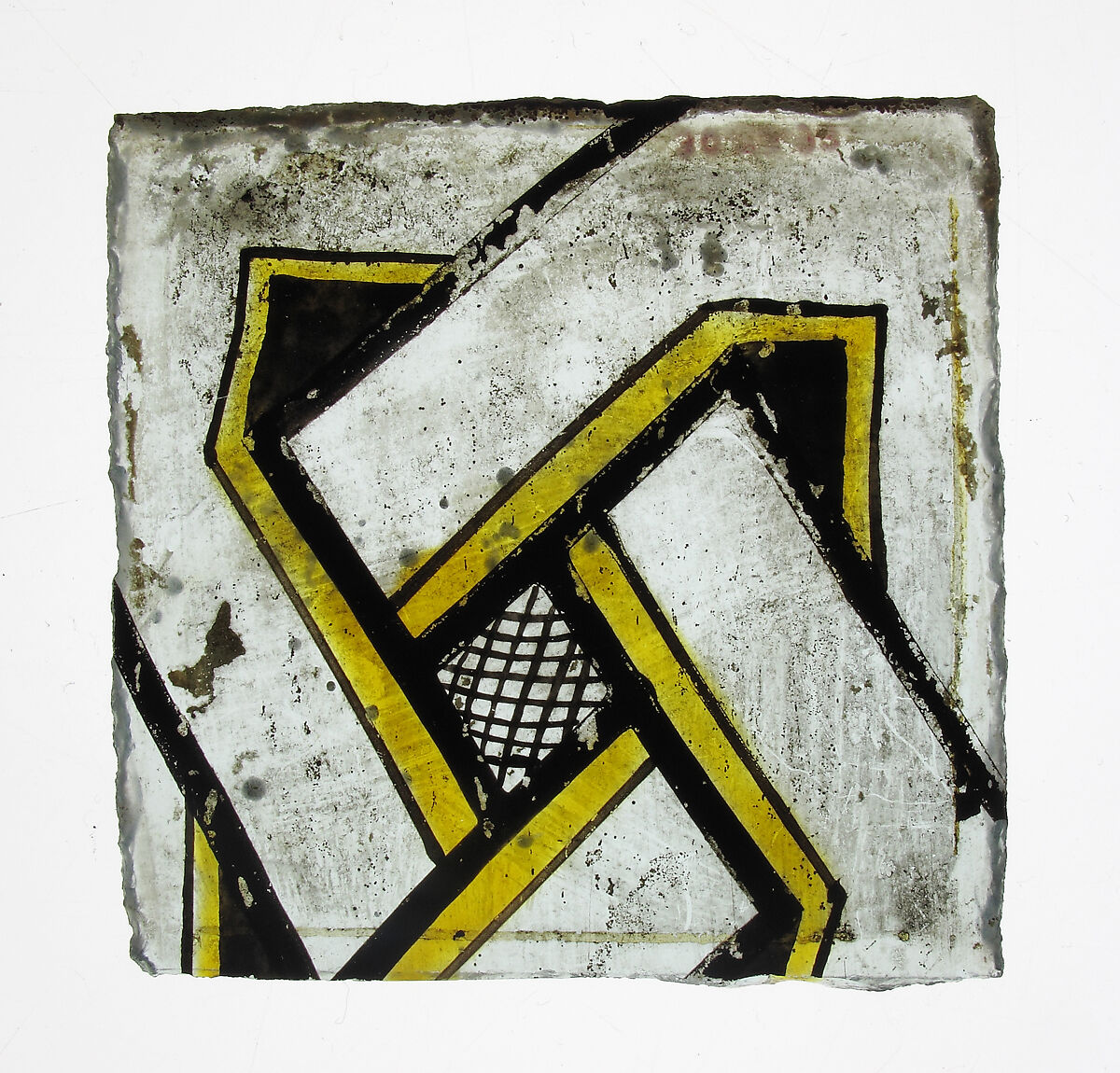 Glass Fragment, Colorless glass, silver stain, European 
