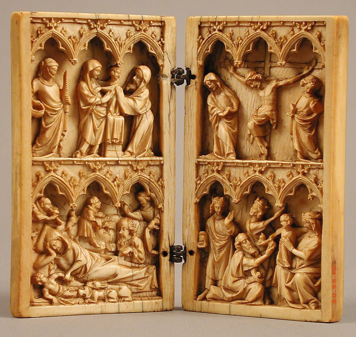 Diptych with Scenes from the Life of Christ, Ivory with metal mounts, French 
