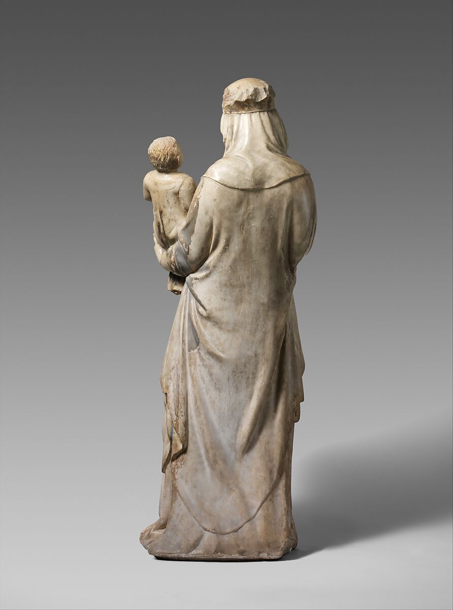 Standing Virgin and Child, Marble (Pentelic marble), with traces of polychromy and gilding, North Italian
