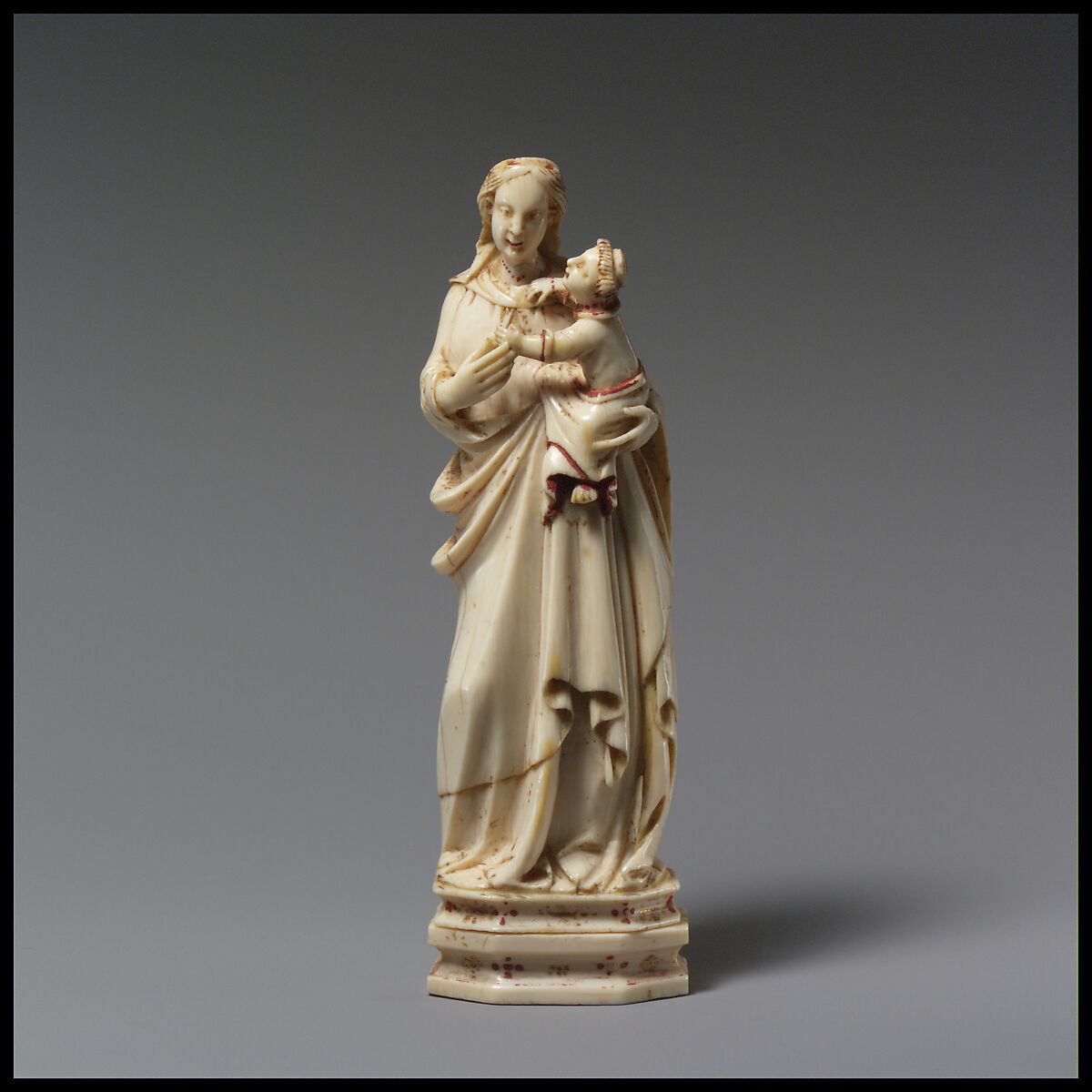 Virgin and Child, Ivory, polychromy, gilding, Italian 