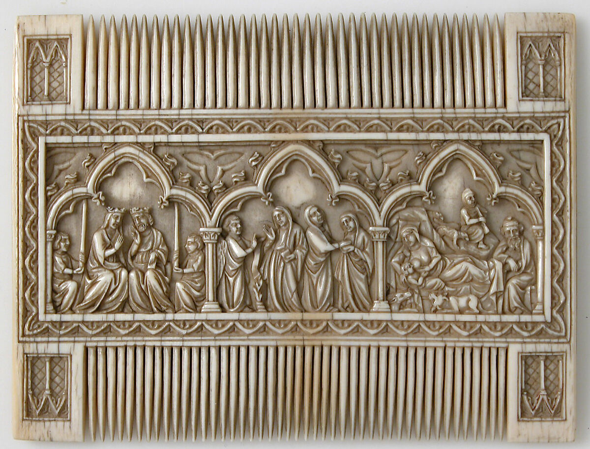 Comb with Scenes from the Life of Christ and the Virgin, Elephant ivory, European (Medieval style)