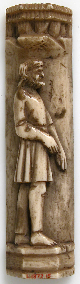 Panel with Bearded Man, Bone, European (Medieval style) 